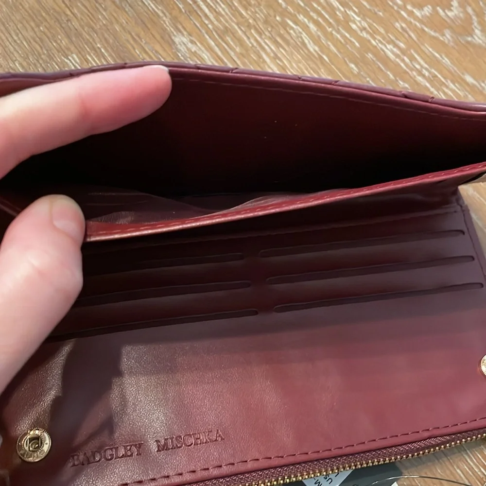 NWT Badgley Mischka long snap wallet with zip money pouch, plum or wine BM-4172 - Picture 7 of 10